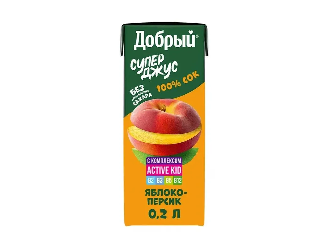 Сок добрый супер джус яблоко-персик 0,2 мл
