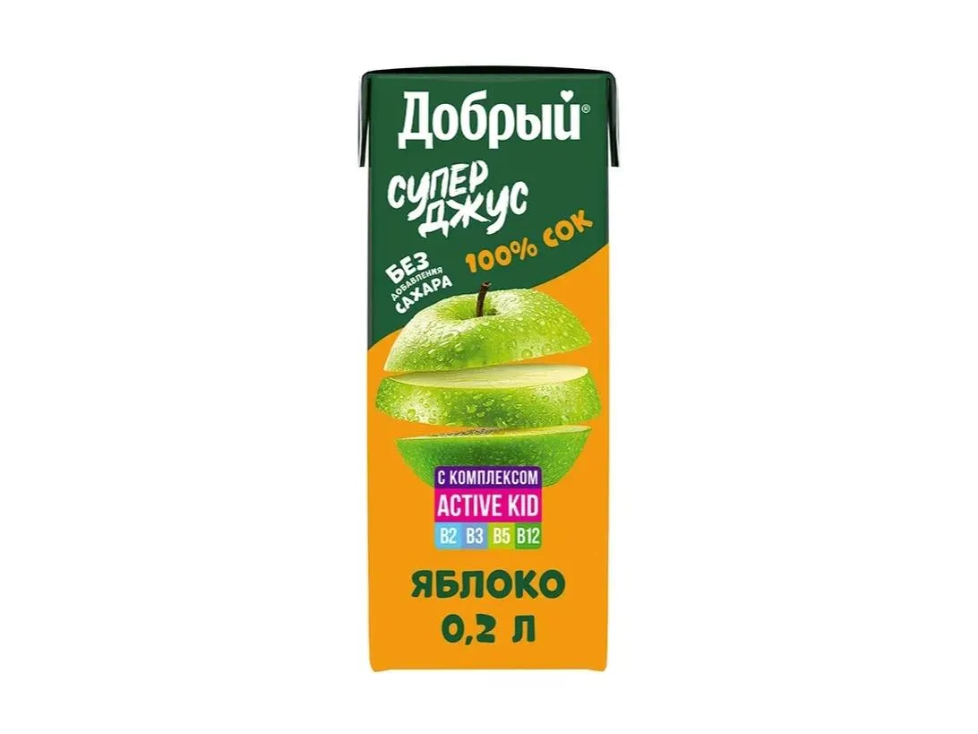 Сок добрый супер джус яблоко 0,2 мл